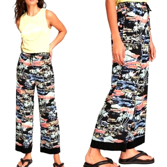 Free People Other - Free People Blue Lagoon Tropical Drawstring Lounge Pant size Medium